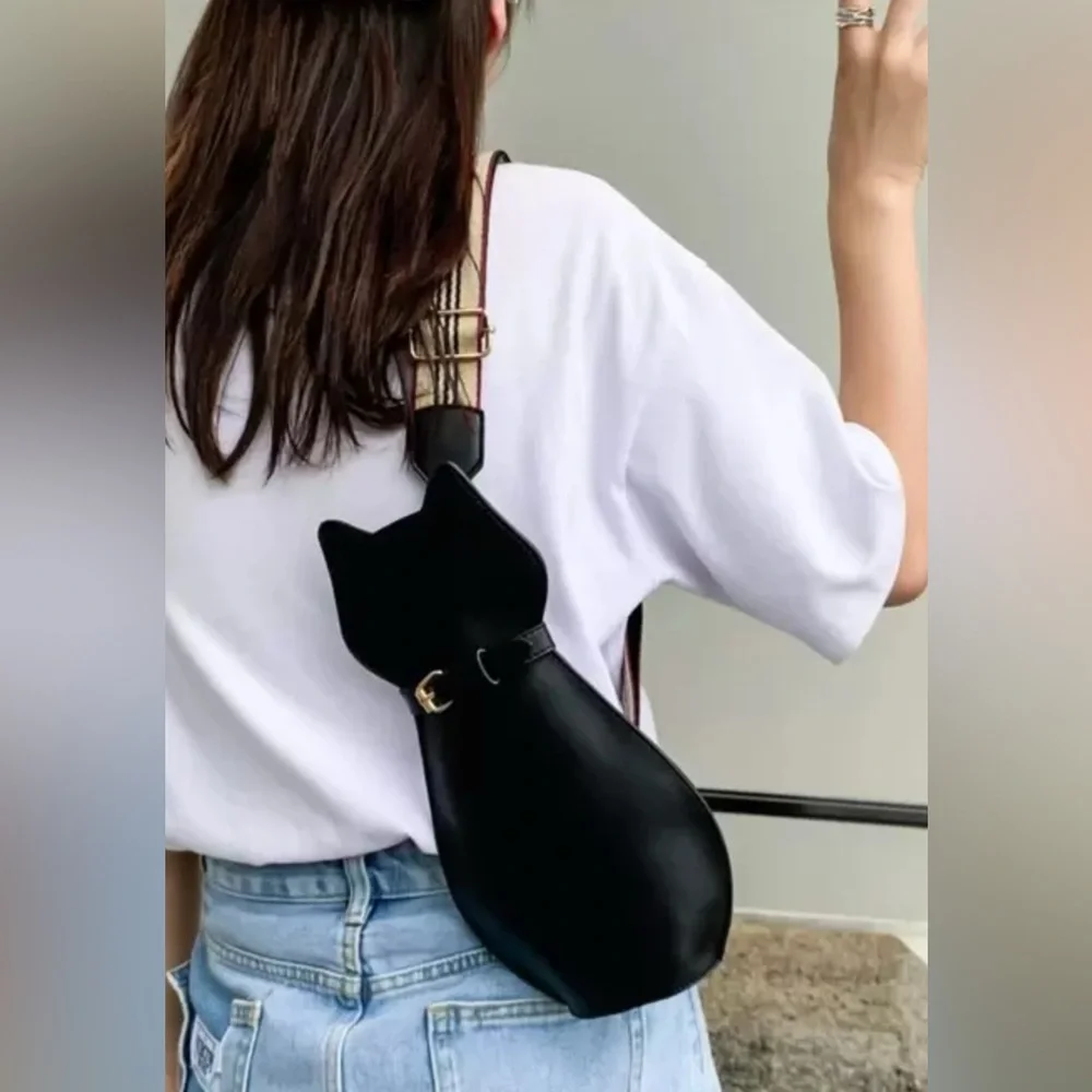 Cat Crossbody belt Bag black kitten purse mini phone teen’s girl’s kid’s school